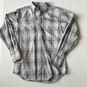 Wrangler Pearl Snap Mens Button up Plaid Shirt Size M